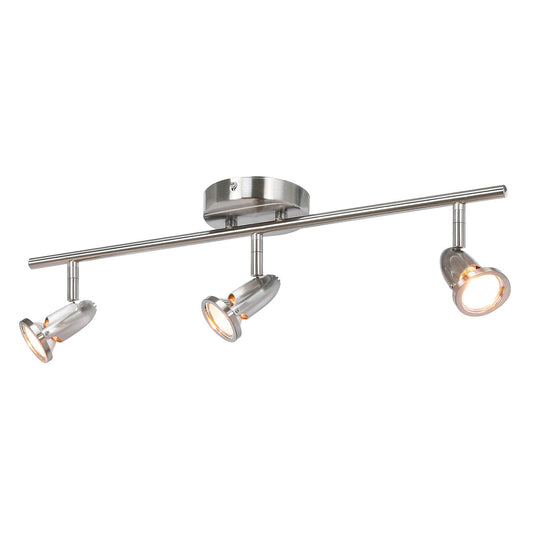 Track Light Fixture, 3 Adjustable Spotlights, Brushed Nickel, Ceiling Mount XB-TR1224-3-BN