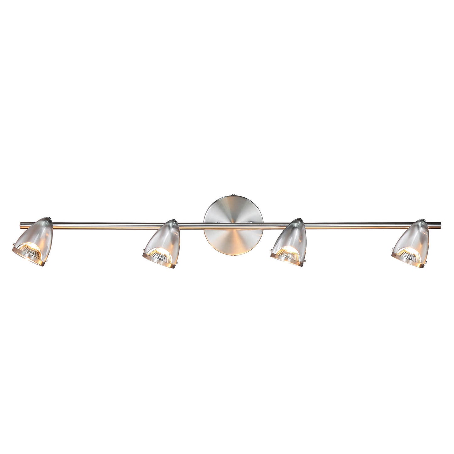 Track Light Fixture, 4 Adjustable Spotlights, Brushed Nickel, Straight Bar Mount XB-TR1224-4-BN
