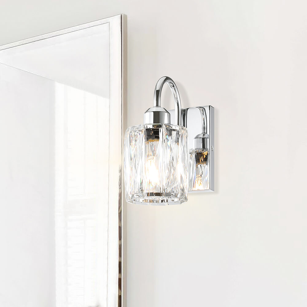 Modern Chrome Wall Sconce with Crystal Shade XB-W326-1-CH