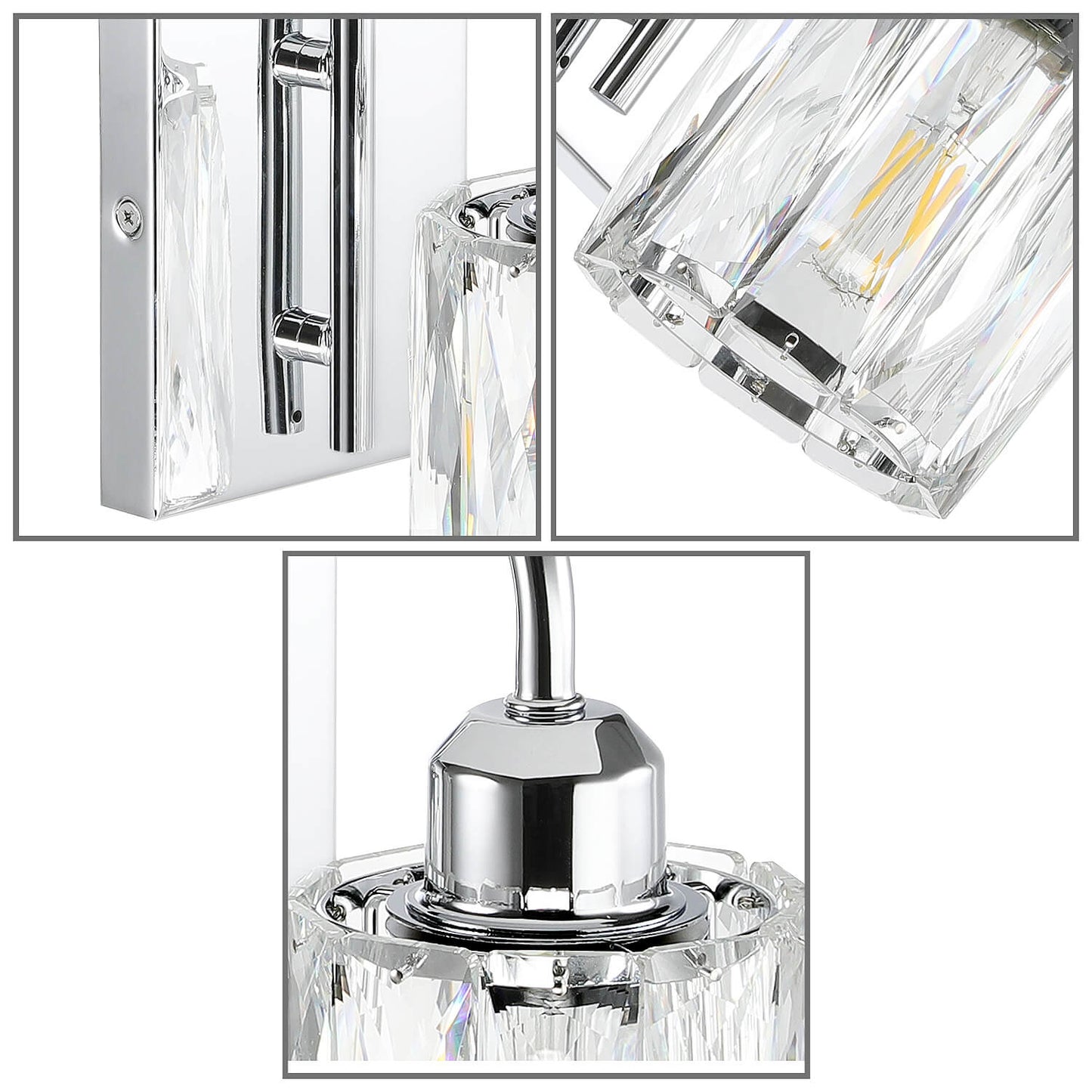 Modern Chrome Wall Sconce with Crystal Shade XB-W326-1-CH