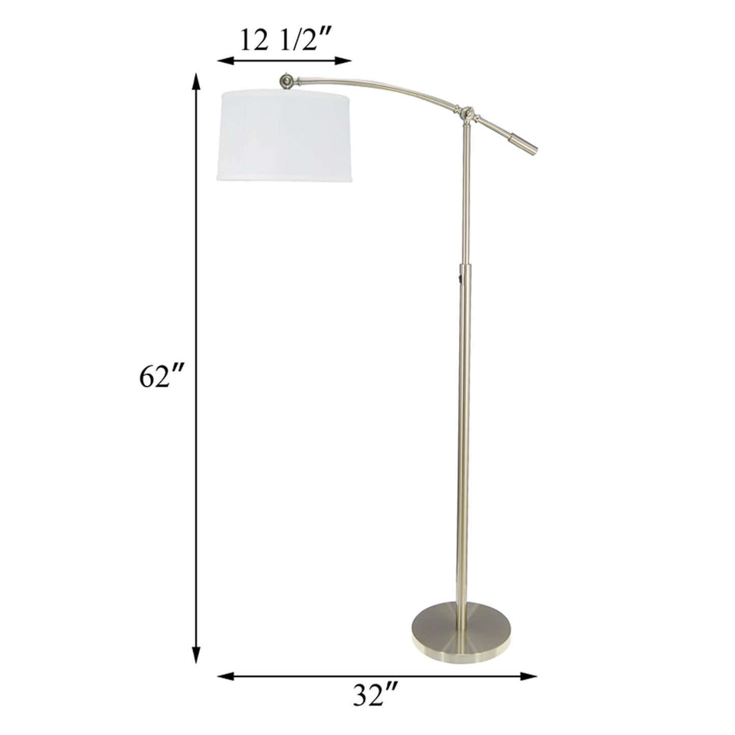 Standing Arc Floor Lighting Hotel Lamp Bedroom Adjustable Metal Modern Iron White Round Large Incandescent Bulbs E26 XB-FL134-BN