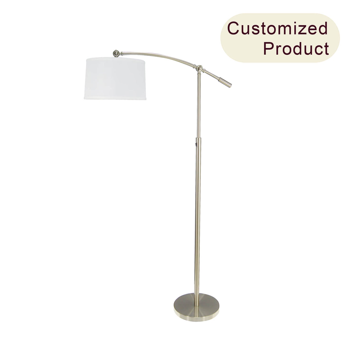 Standing Arc Floor Lighting Hotel Lamp Bedroom Adjustable Metal Modern Iron White Round Large Incandescent Bulbs E26 XB-FL134-BN
