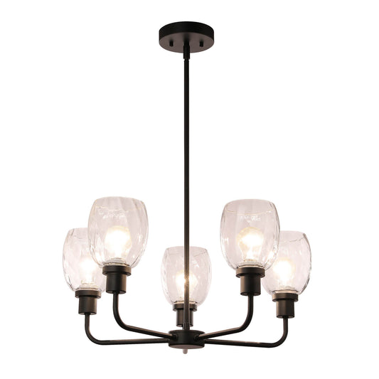 Black 5-Light Glass Chandelier XB-C1210-5-MBK