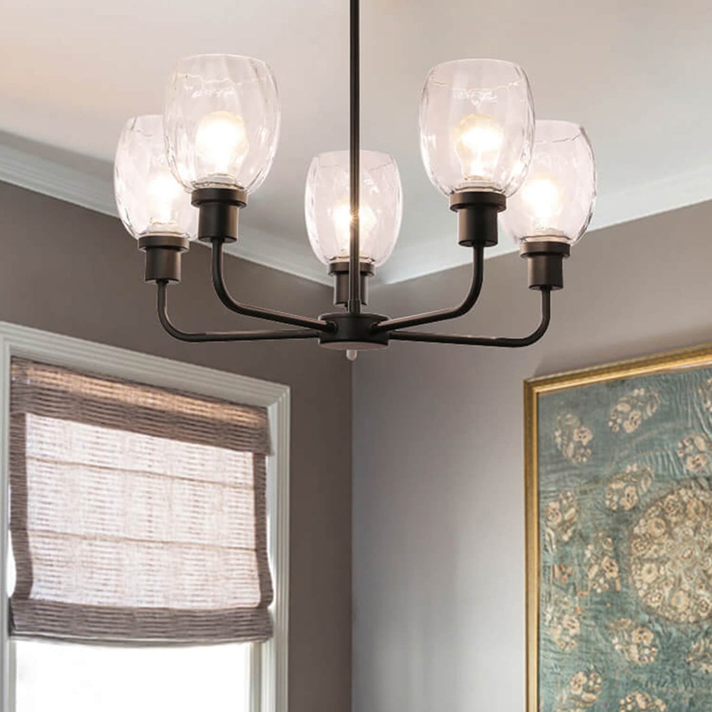 Black 5-Light Glass Chandelier XB-C1210-5-MBK