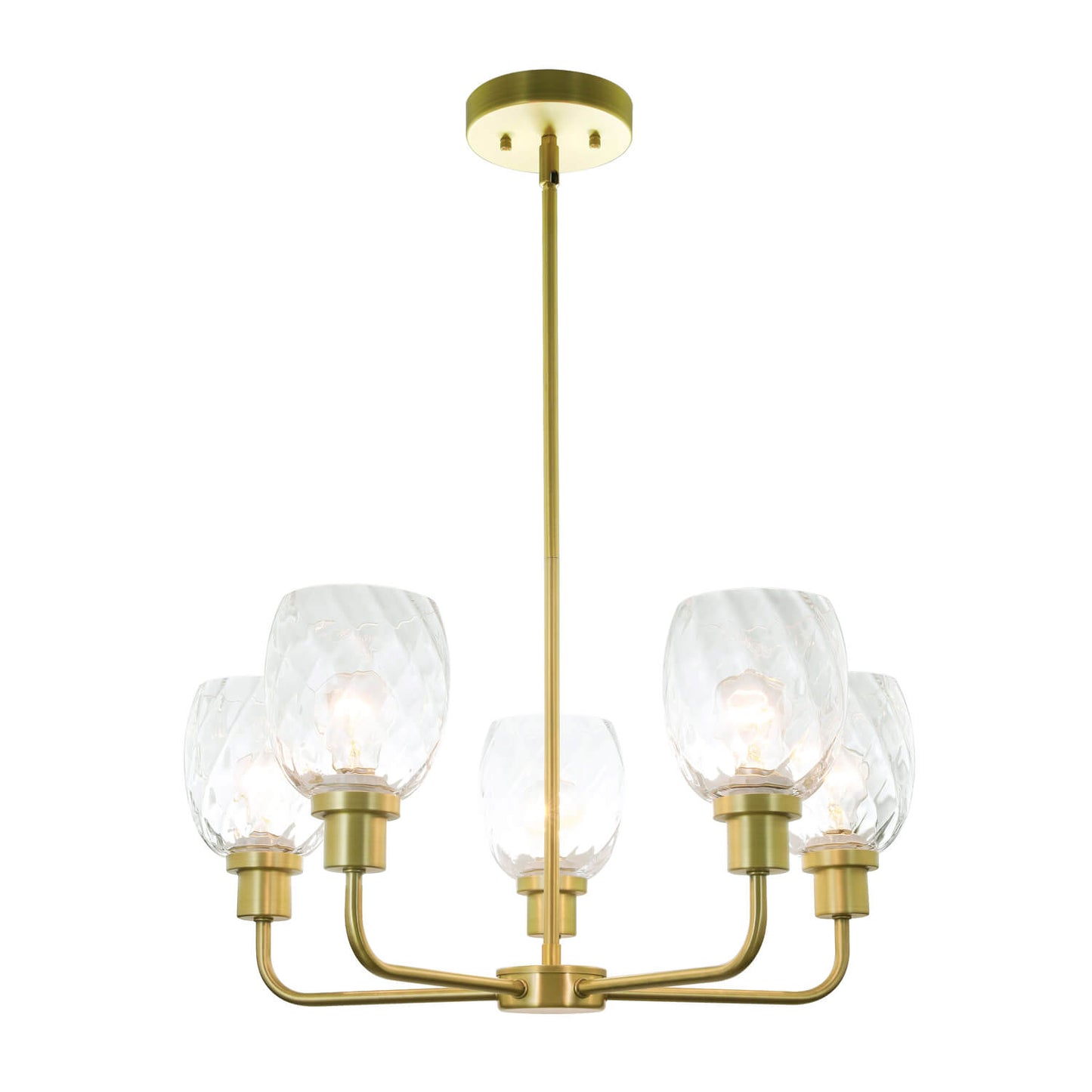 5-Light Modern Chandelier in Satin Brass with Clear Glass XB-C1210-5-SB