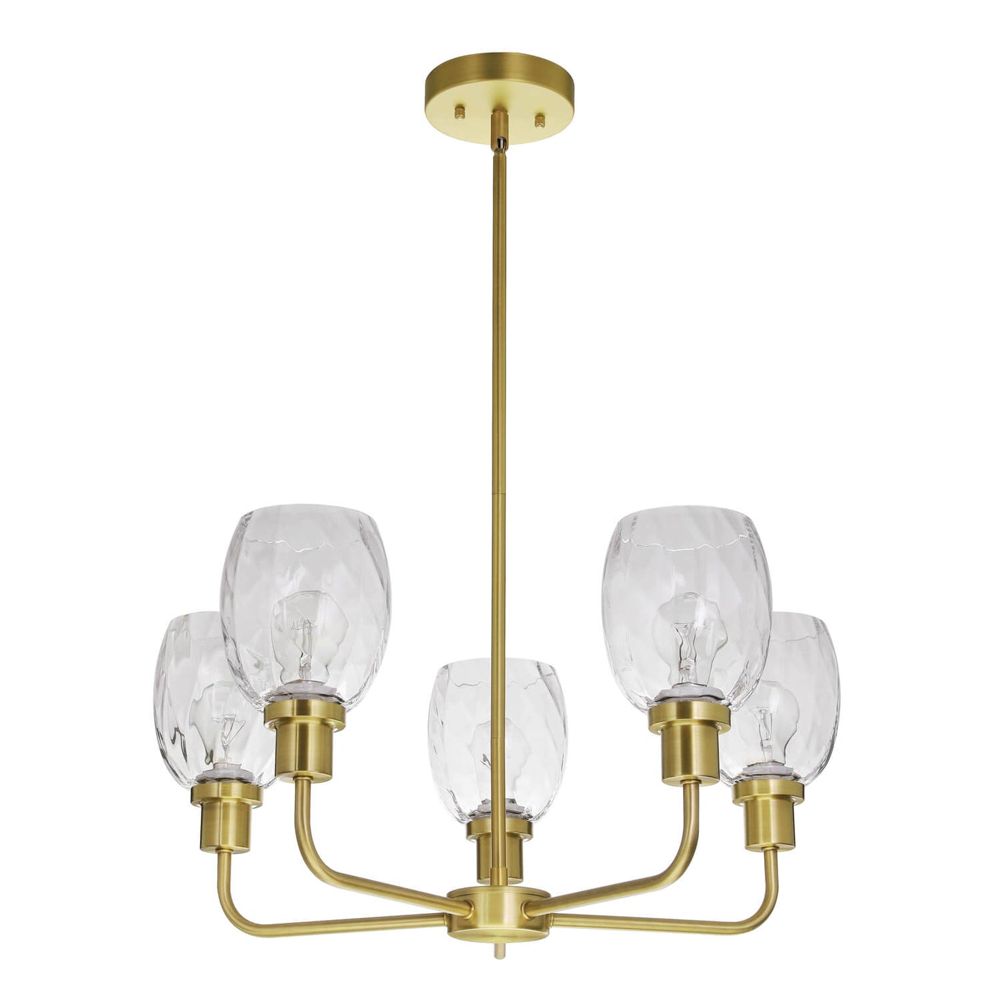 5-Light Modern Chandelier in Satin Brass with Clear Glass XB-C1210-5-SB