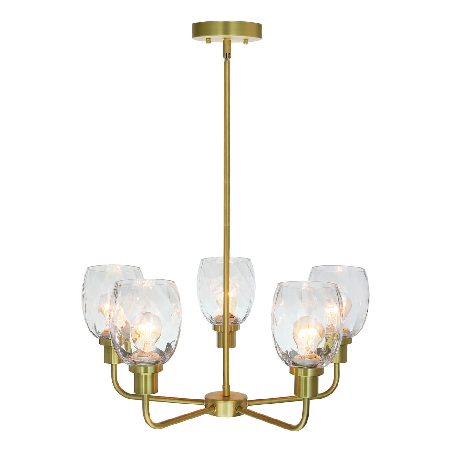 5-Light Modern Chandelier in Satin Brass with Clear Glass XB-C1210-5-SB