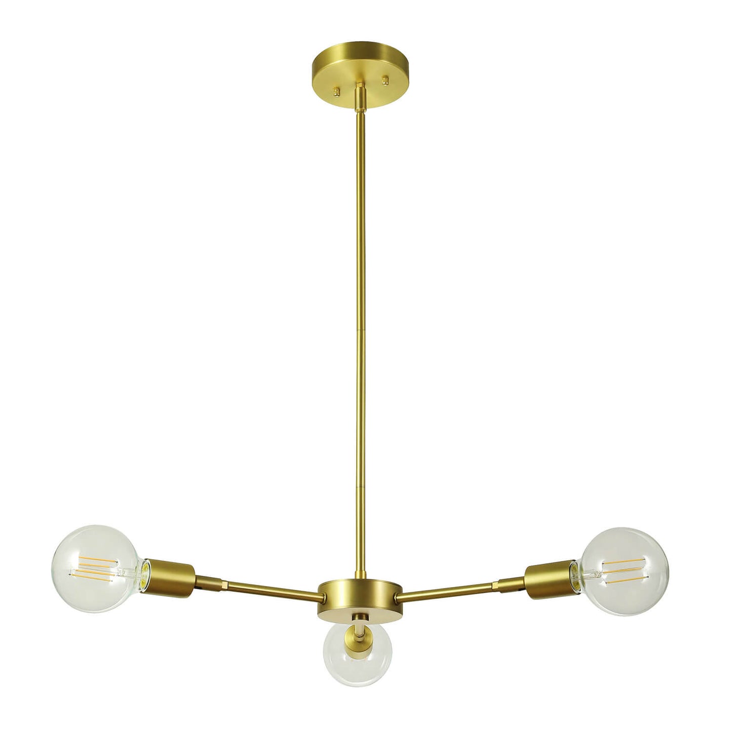 Modern Sputnik Chandelier, 3-Light Pendant Light, Gold with LED Bulbs XB-C1211-3-SB-LED