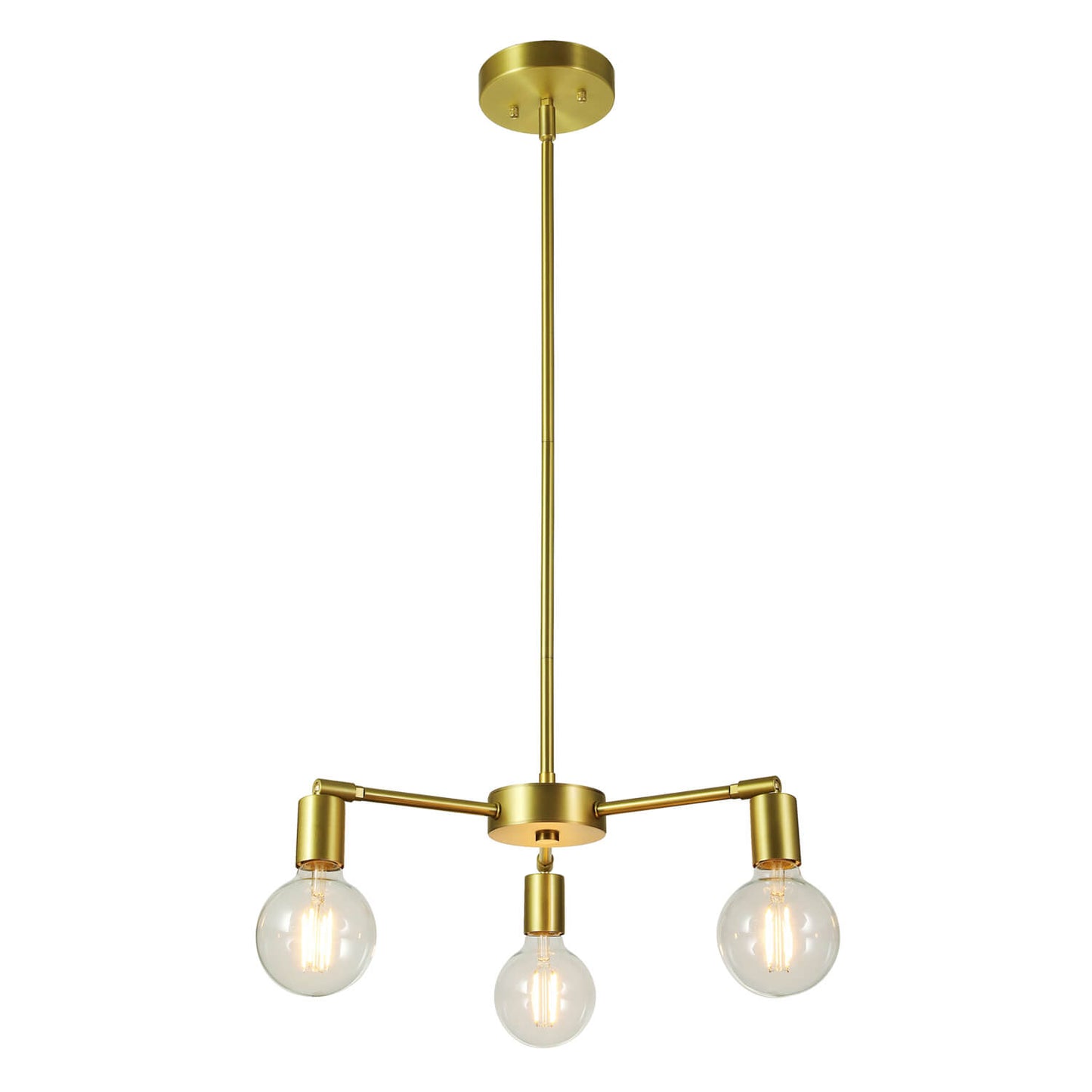 Modern Sputnik Chandelier, 3-Light Pendant Light, Gold with LED Bulbs XB-C1211-3-SB-LED