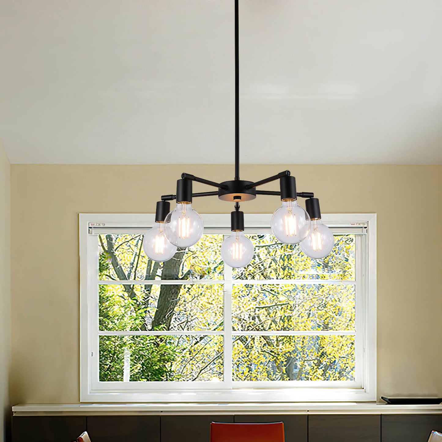 Modern 5-Light Matte Black Chandelier with LED Bulbs XB-C1211-5-MBK