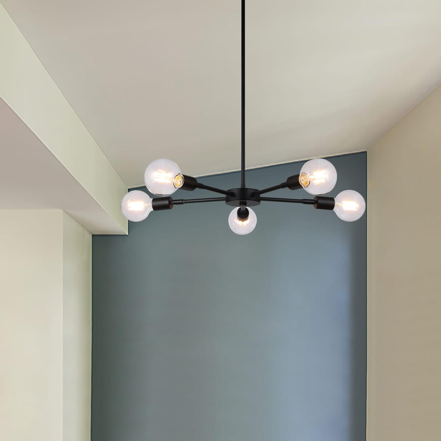 Modern 5-Light Matte Black Chandelier with LED Bulbs XB-C1211-5-MBK