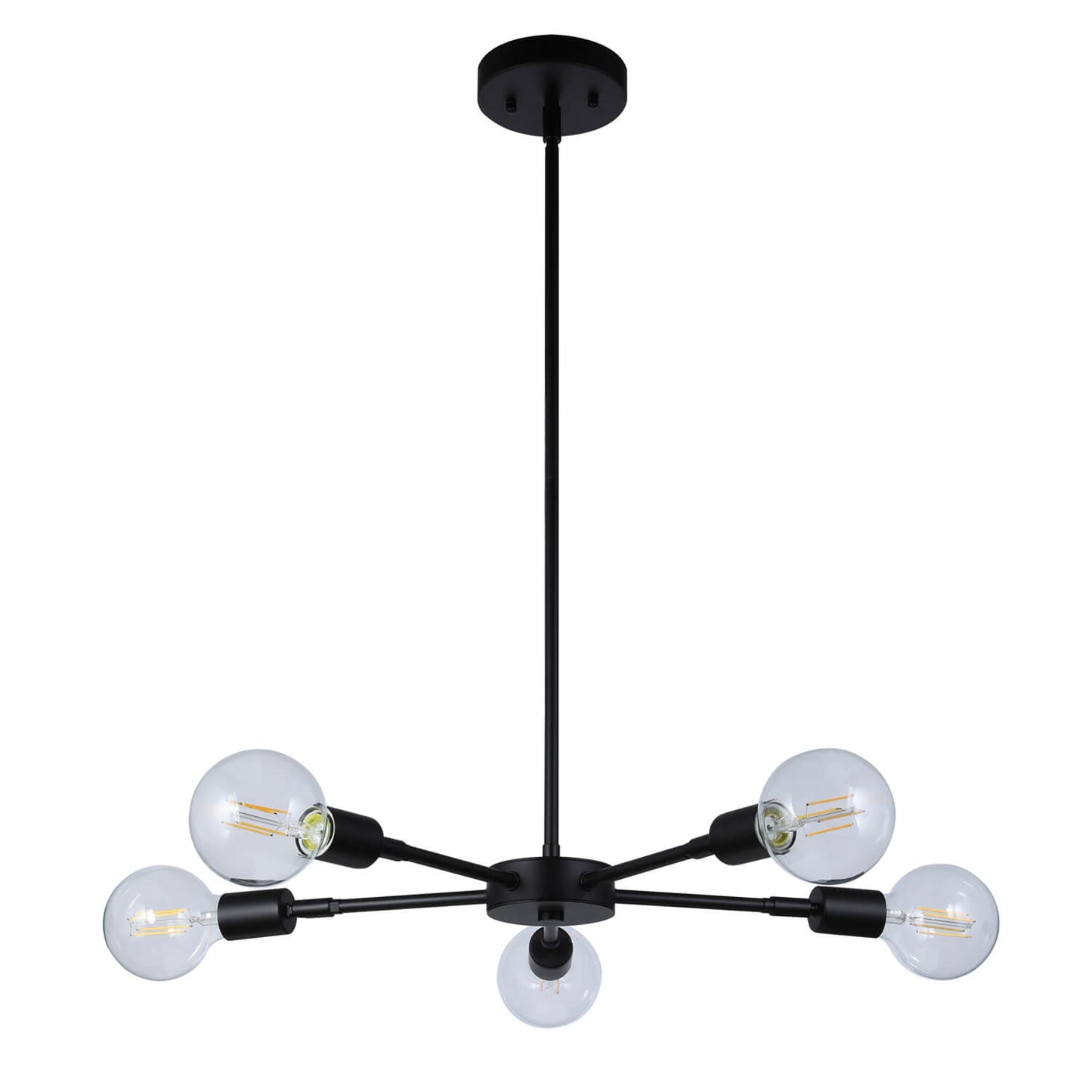 Modern 5-Light Matte Black Chandelier with LED Bulbs XB-C1211-5-MBK