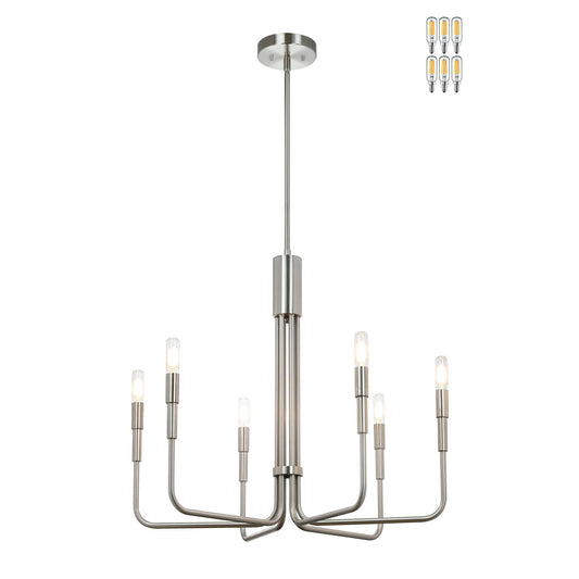 Modern Adjustable Nickel LED Chandelier XB-C1213-6-BN