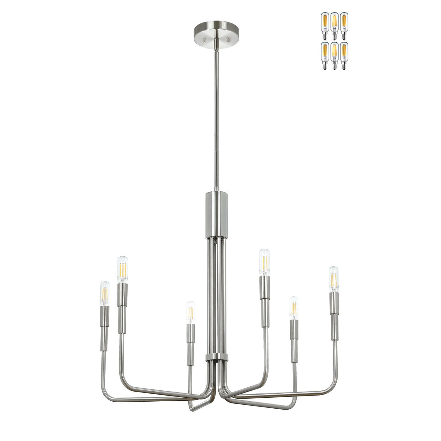 Modern Adjustable Nickel LED Chandelier XB-C1213-6-BN