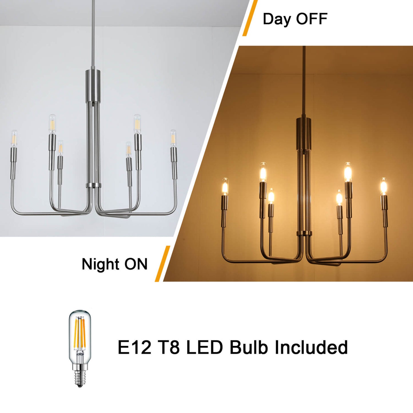 Modern Adjustable Nickel LED Chandelier XB-C1213-6-BN