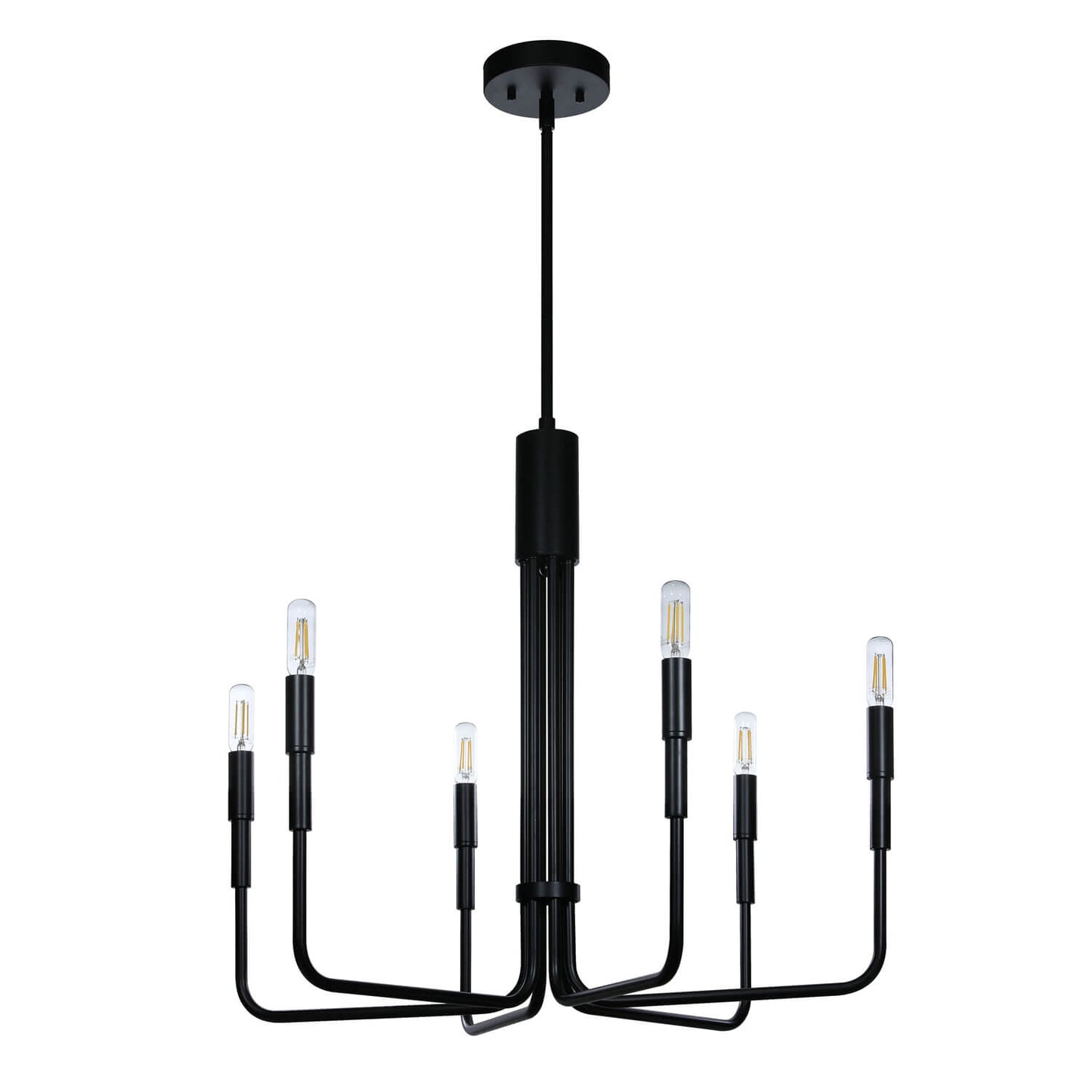 Farmhouse Chandelier, 6-Light Black Pendant Light Fixture for Kitchen Dining Room XB-C1213-6-MBK-1