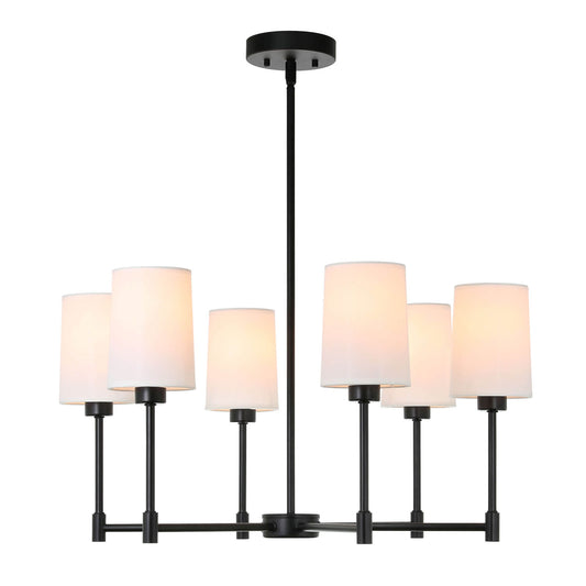 Modern Black 6-Light Fabric Shade Chandelier XB-C1215-6-MBK