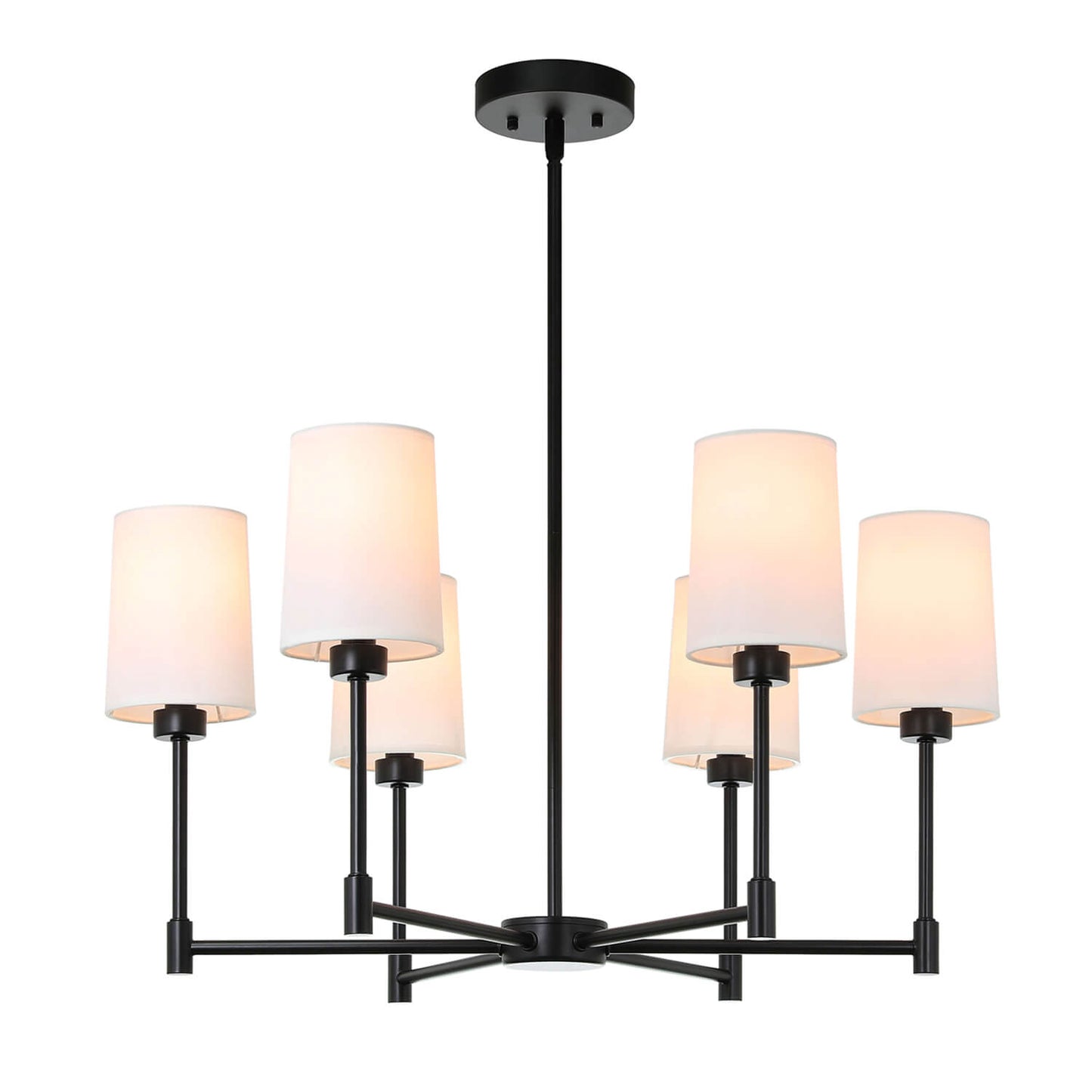 Modern Black 6-Light Fabric Shade Chandelier XB-C1215-6-MBK