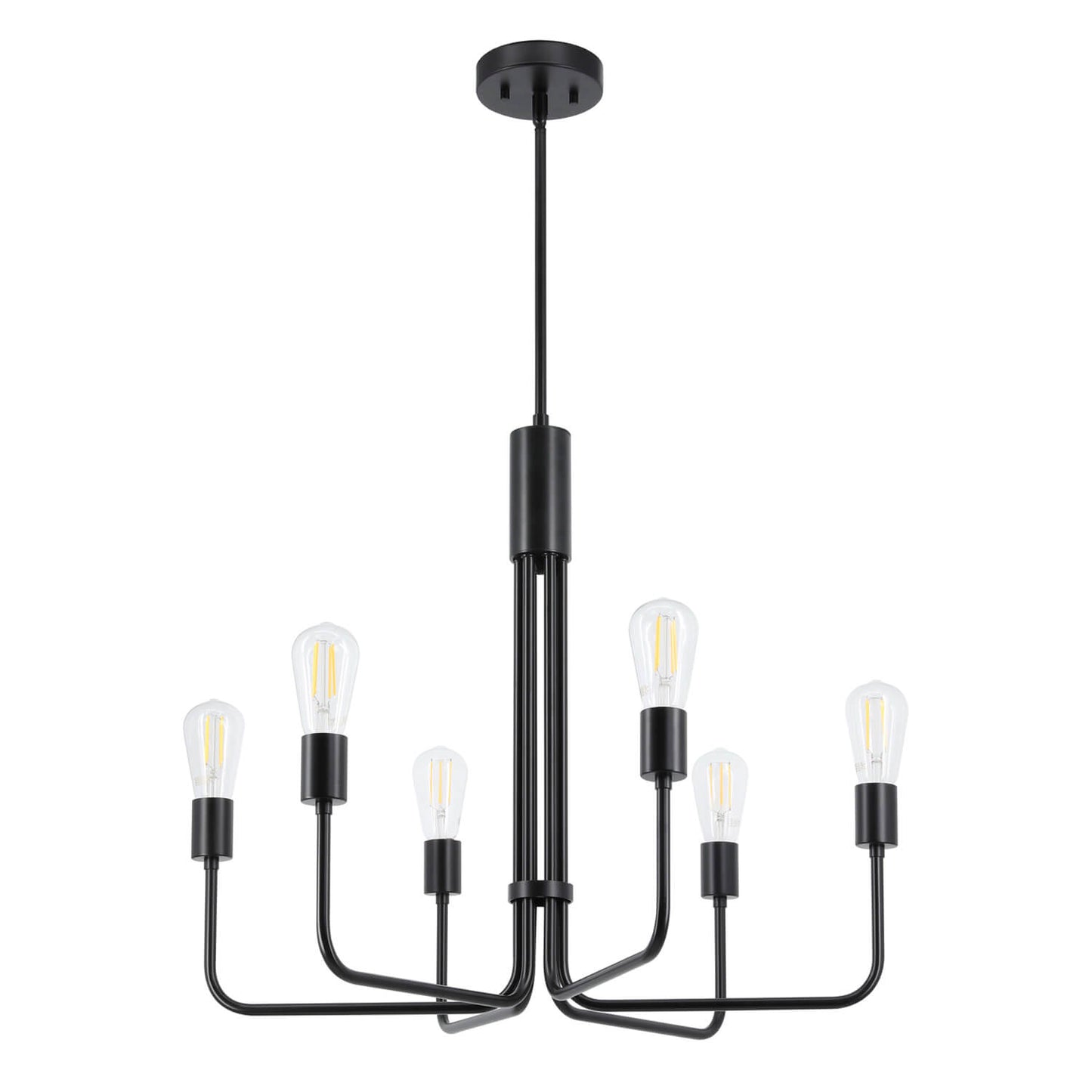 6-Light Chandelier, Black Pendant Ceiling Light, Living and Dining Room Lighting XB-C1234-6-MBK