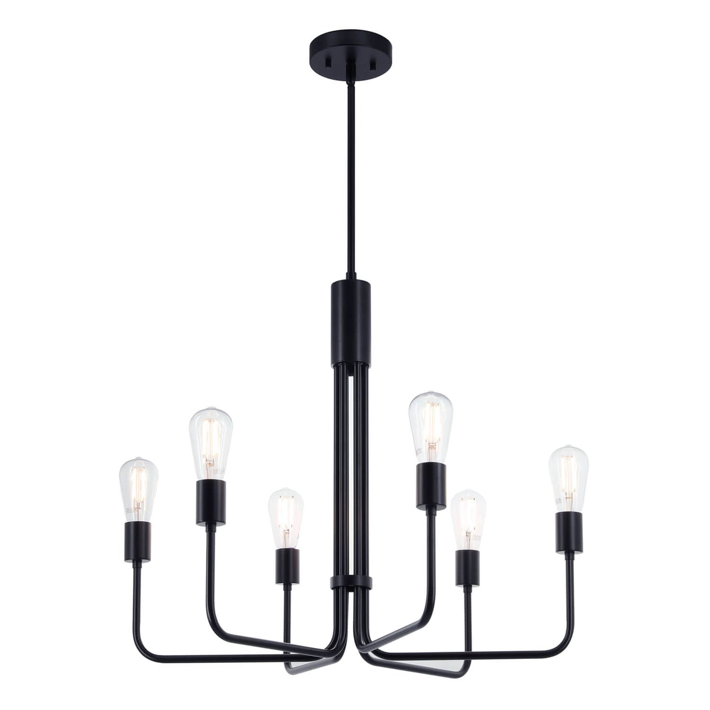 6-Light Chandelier, Black Pendant Ceiling Light, Living and Dining Room Lighting XB-C1234-6-MBK