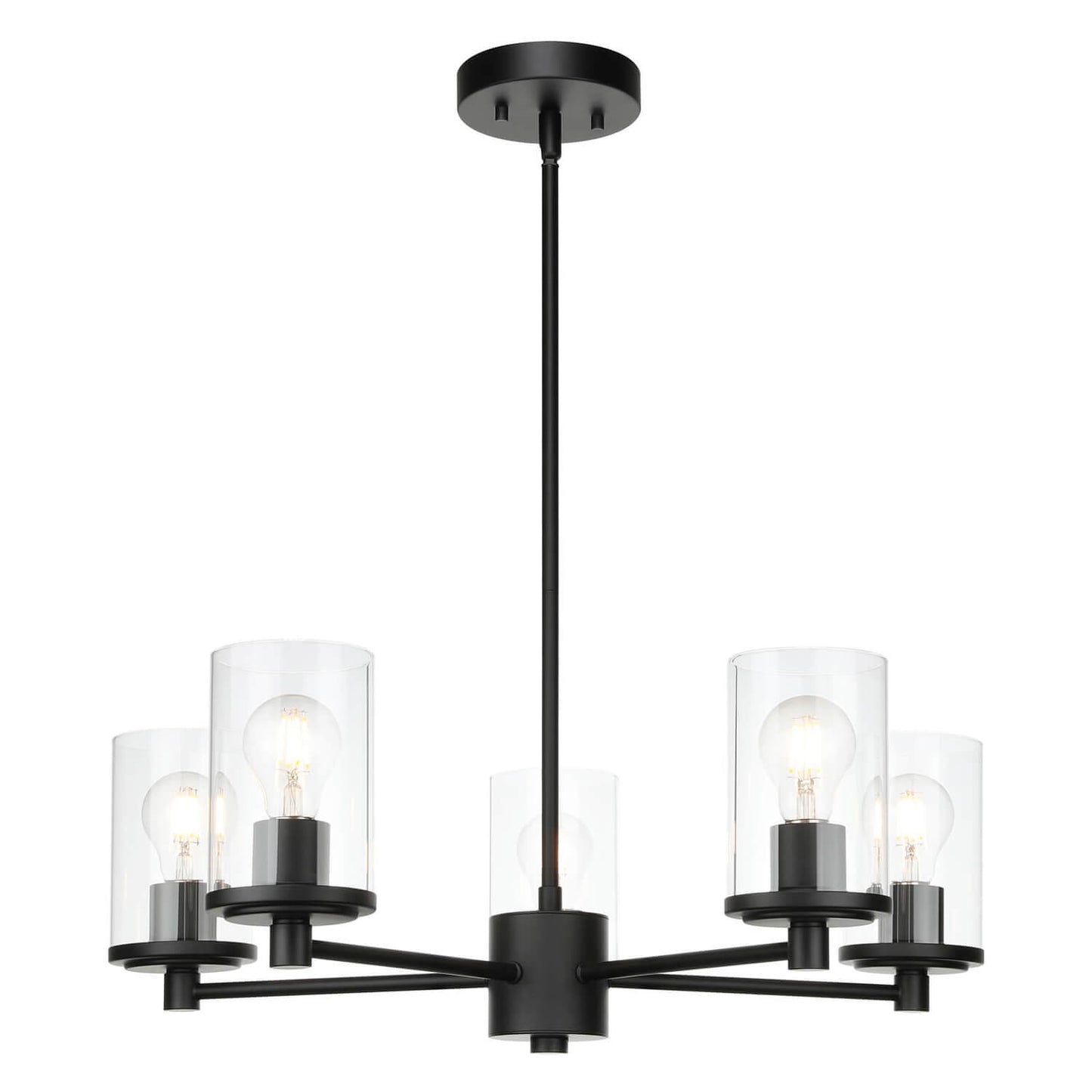 Modern Black Glass Chandelier for Dining Room XB-C1240-5-MB