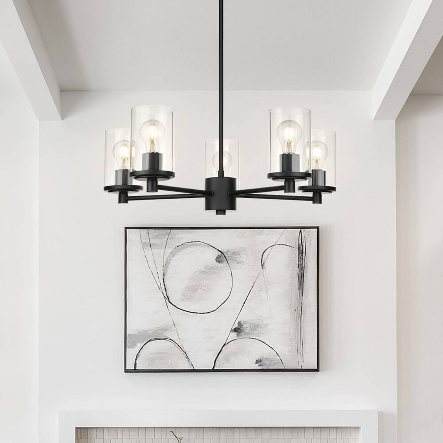 Modern Black Glass Chandelier for Dining Room XB-C1240-5-MB