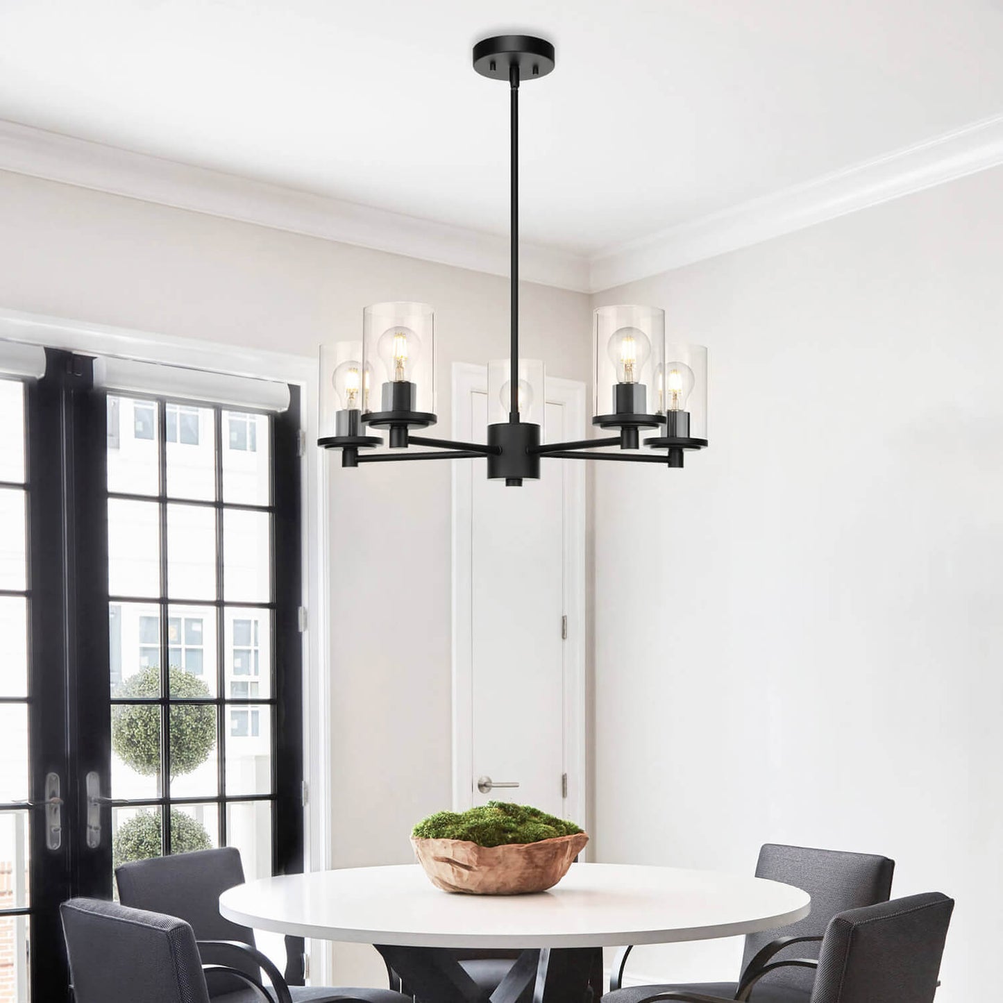 Modern Black Glass Chandelier for Dining Room XB-C1240-5-MB