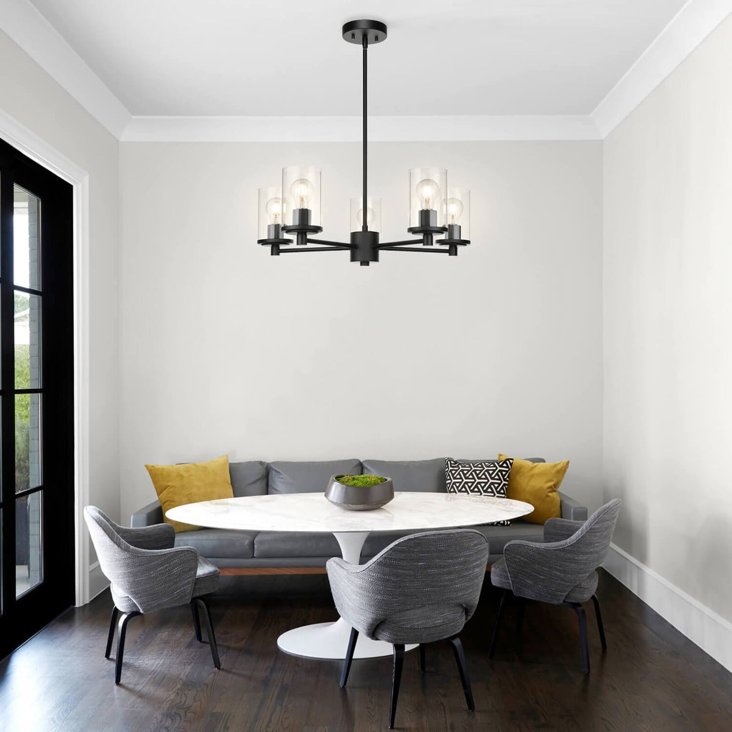 Modern Black Glass Chandelier for Dining Room XB-C1240-5-MB