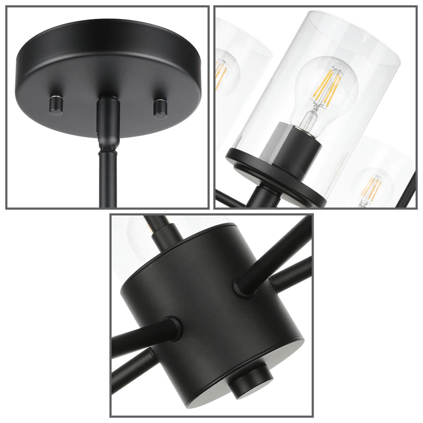Modern Black Glass Chandelier for Dining Room XB-C1240-5-MB