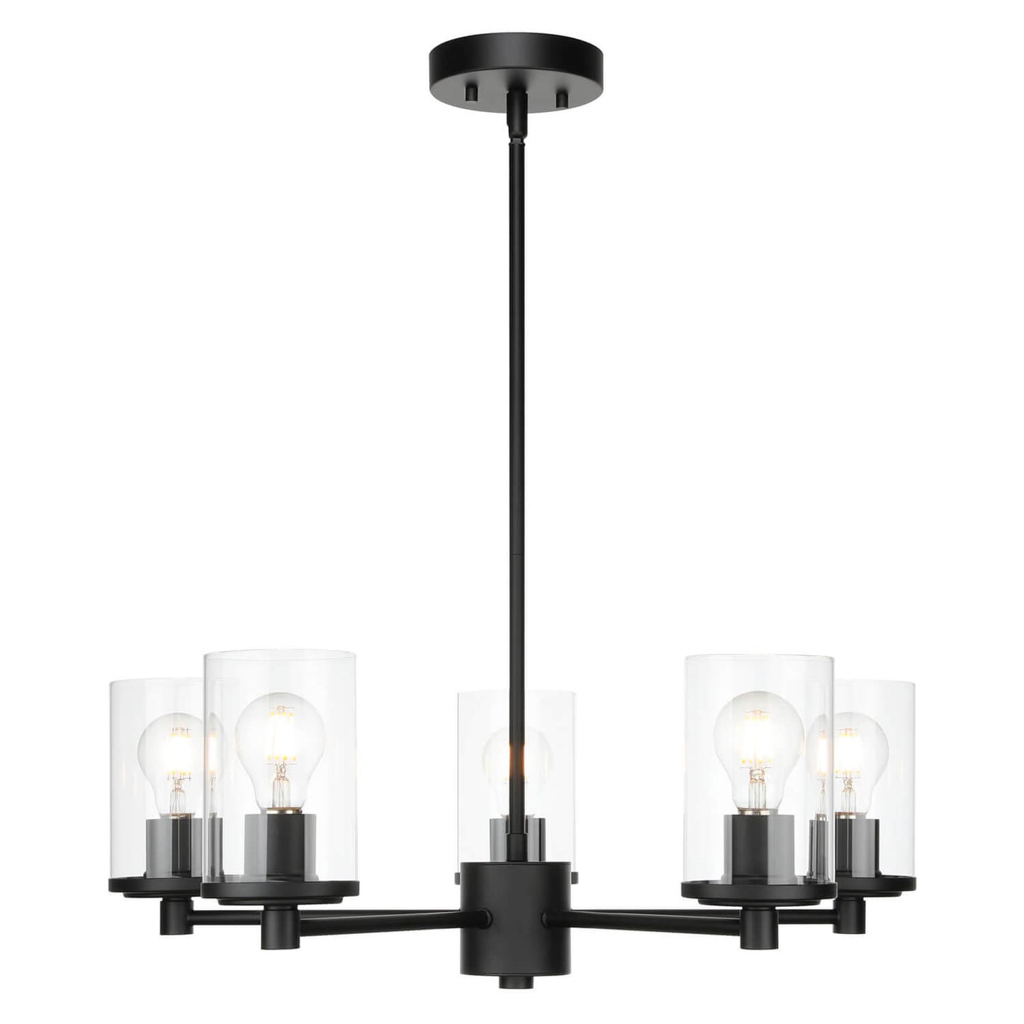 Modern Black Glass Chandelier for Dining Room XB-C1240-5-MB