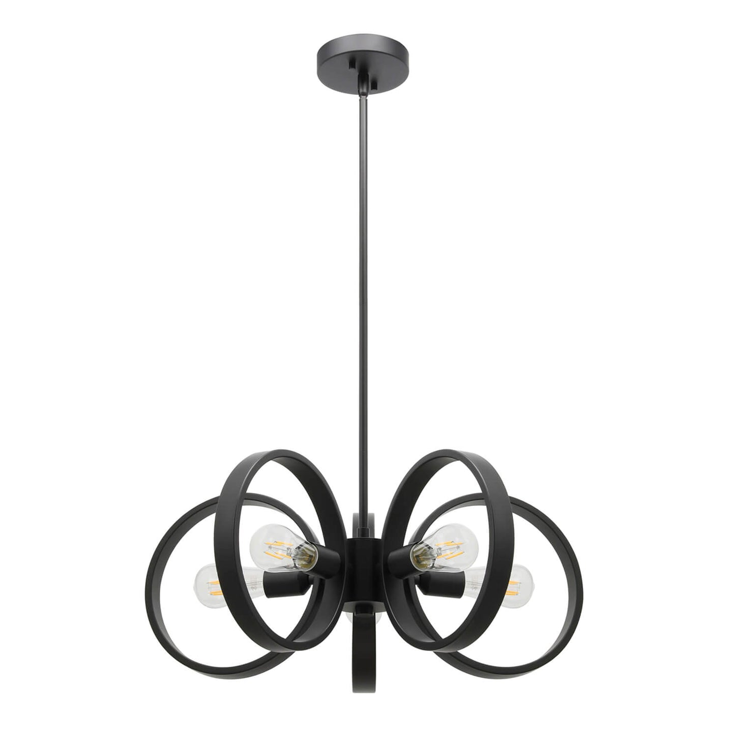 Adjustable Black Chandelier Pendant Light with LED Bulbs XB-C1269-5-MB-LED