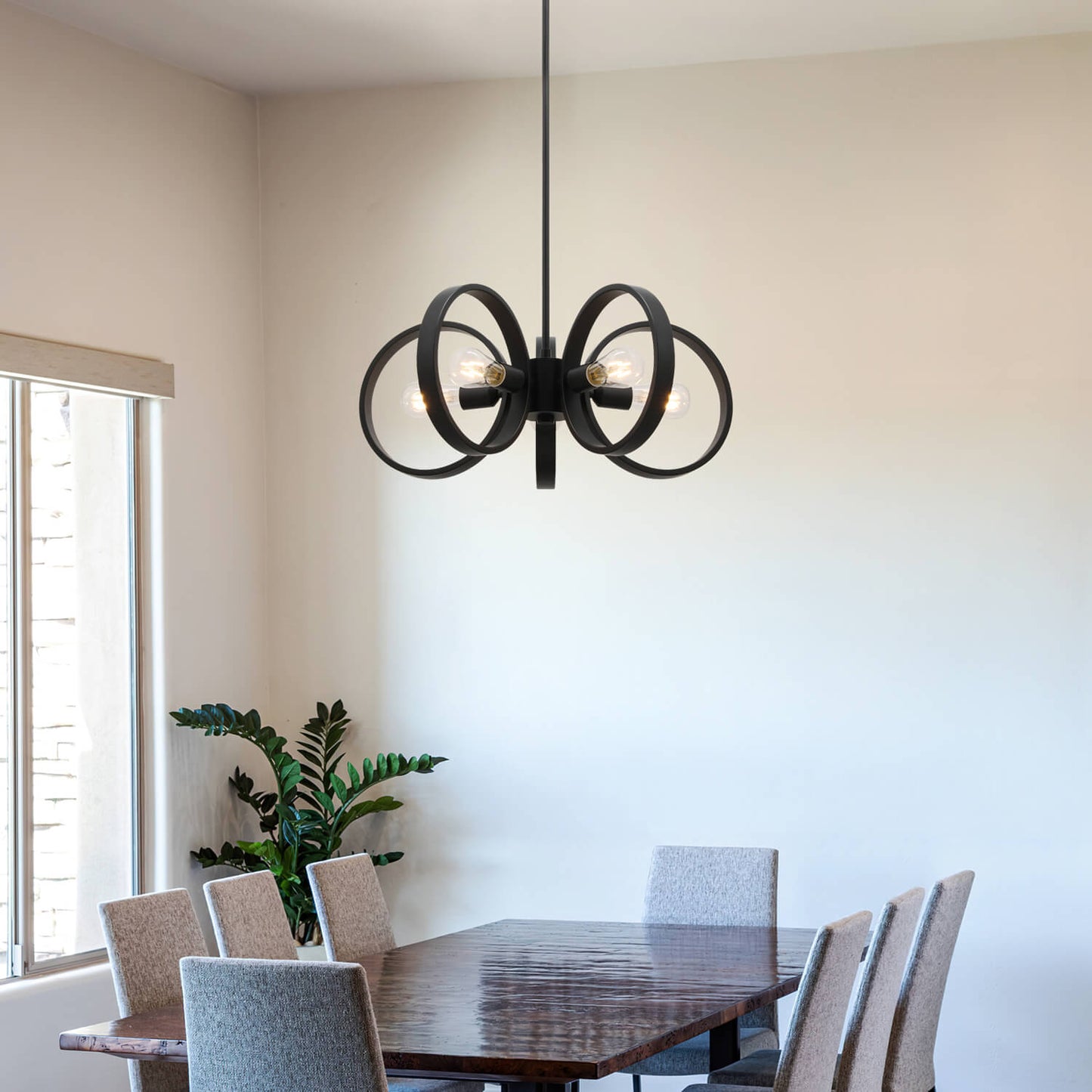 Adjustable Black Chandelier Pendant Light with LED Bulbs XB-C1269-5-MB-LED