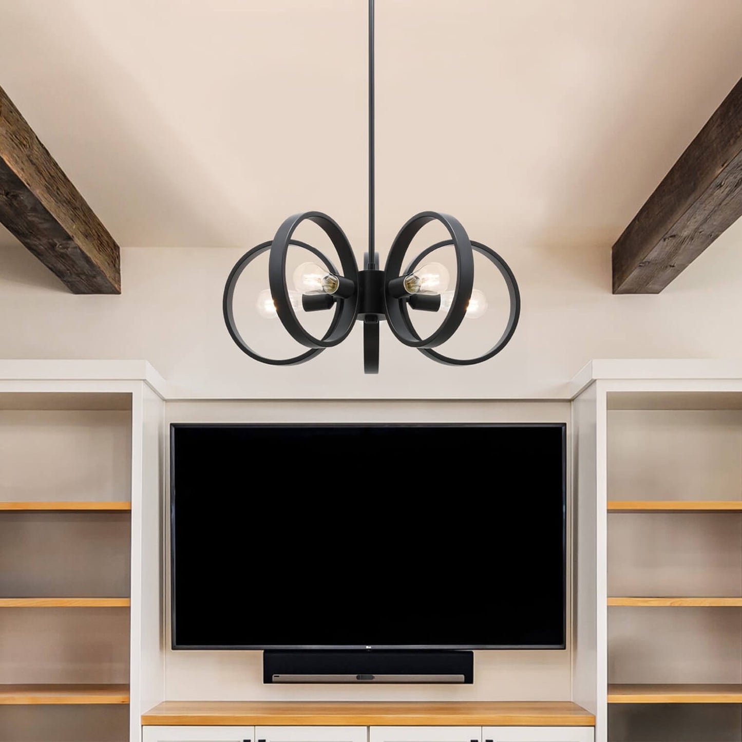 Adjustable Black Chandelier Pendant Light with LED Bulbs XB-C1269-5-MB-LED