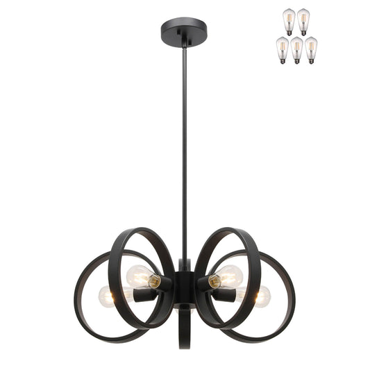 Adjustable Black Chandelier Pendant Light with LED Bulbs XB-C1269-5-MB-LED