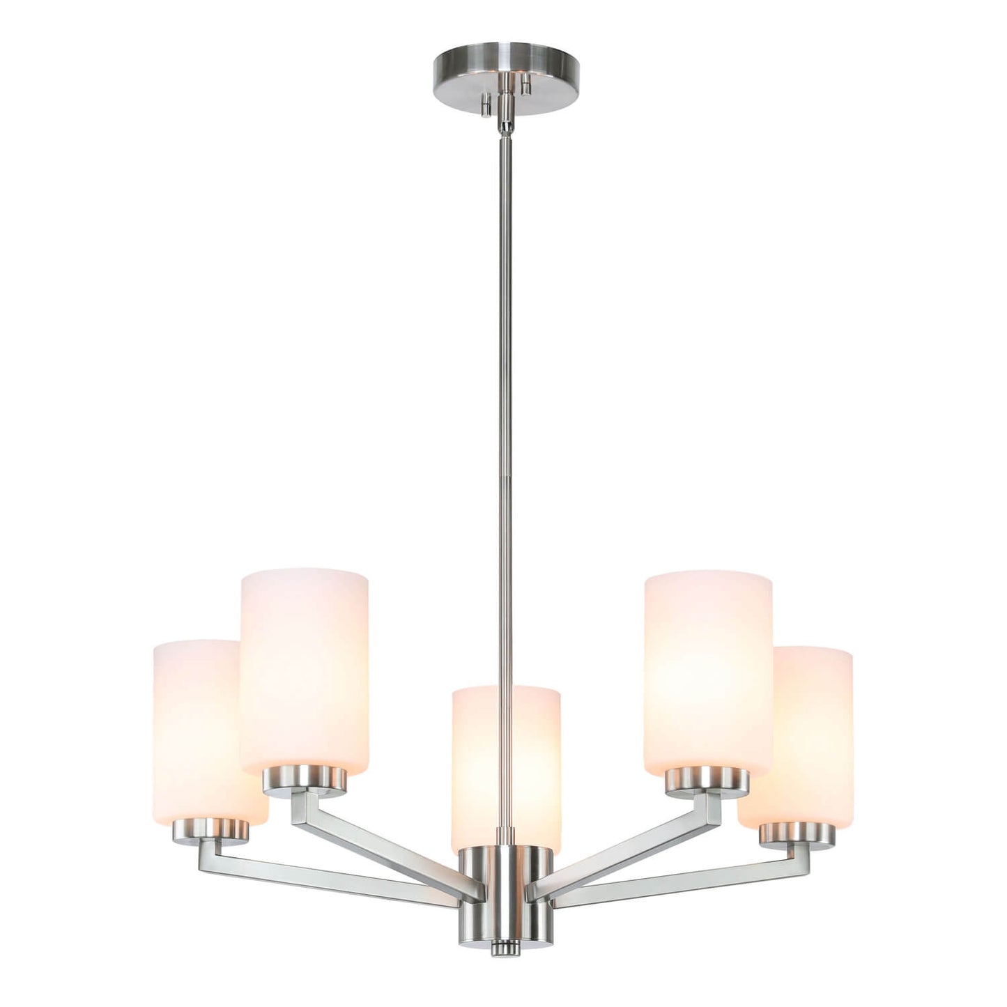 Modern 5-Light Brushed Nickel Chandelier with Glass for Dining Room XB-C1272-5-BN