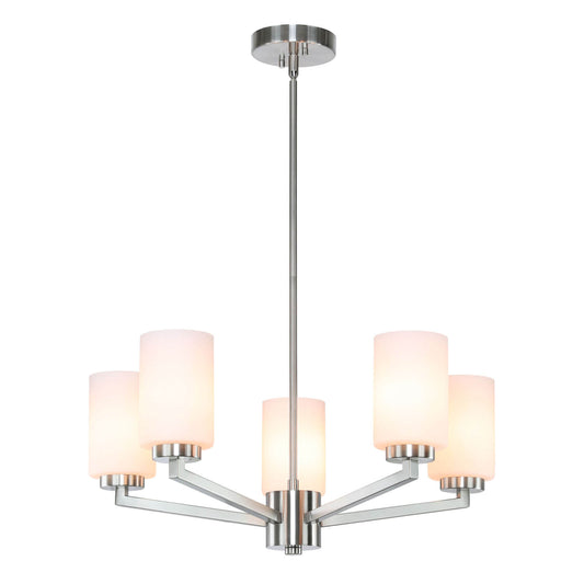Modern 5-Light Brushed Nickel Chandelier with Glass for Dining Room XB-C1272-5-BN