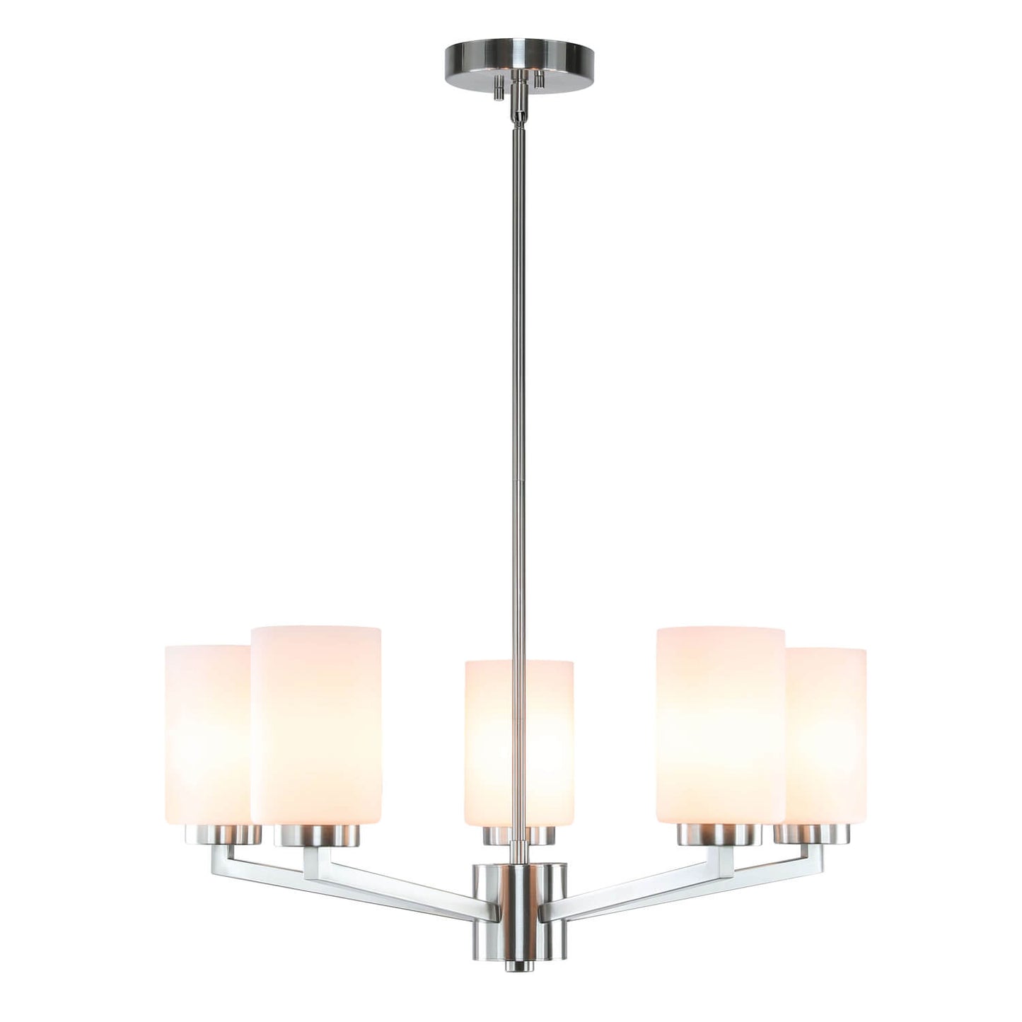 Modern 5-Light Brushed Nickel Chandelier with Glass for Dining Room XB-C1272-5-BN
