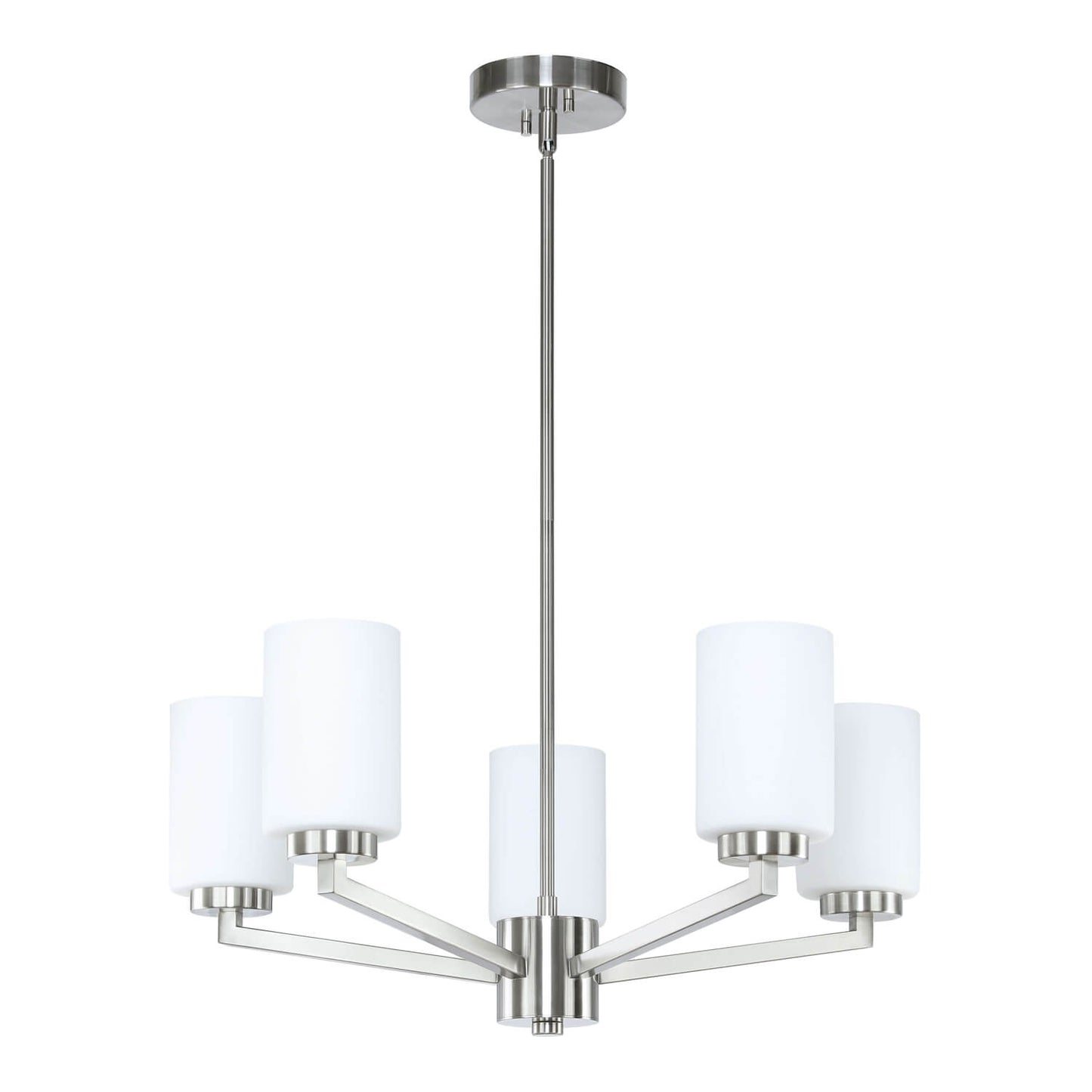 Modern 5-Light Brushed Nickel Chandelier with Glass for Dining Room XB-C1272-5-BN