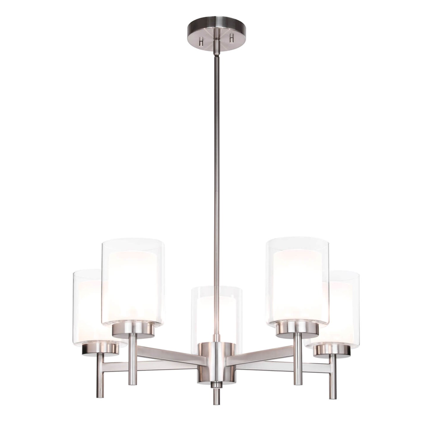 Modern 5 Light Glass Pendant Chandelier - Brushed Nickel XB-C1276-5-BN