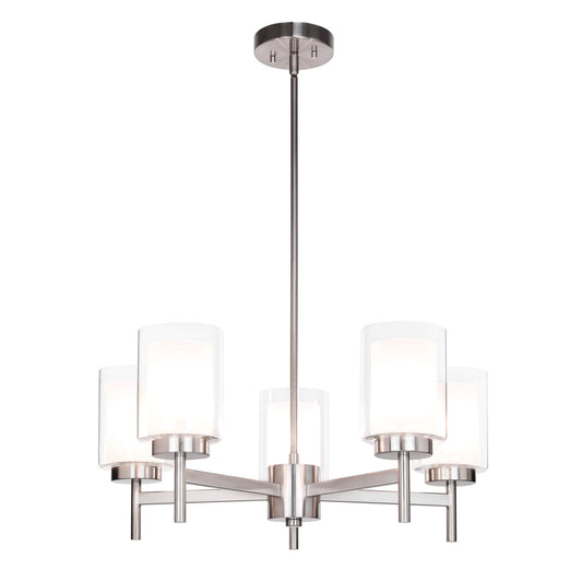 Modern 5 Light Glass Pendant Chandelier - Brushed Nickel XB-C1276-5-BN