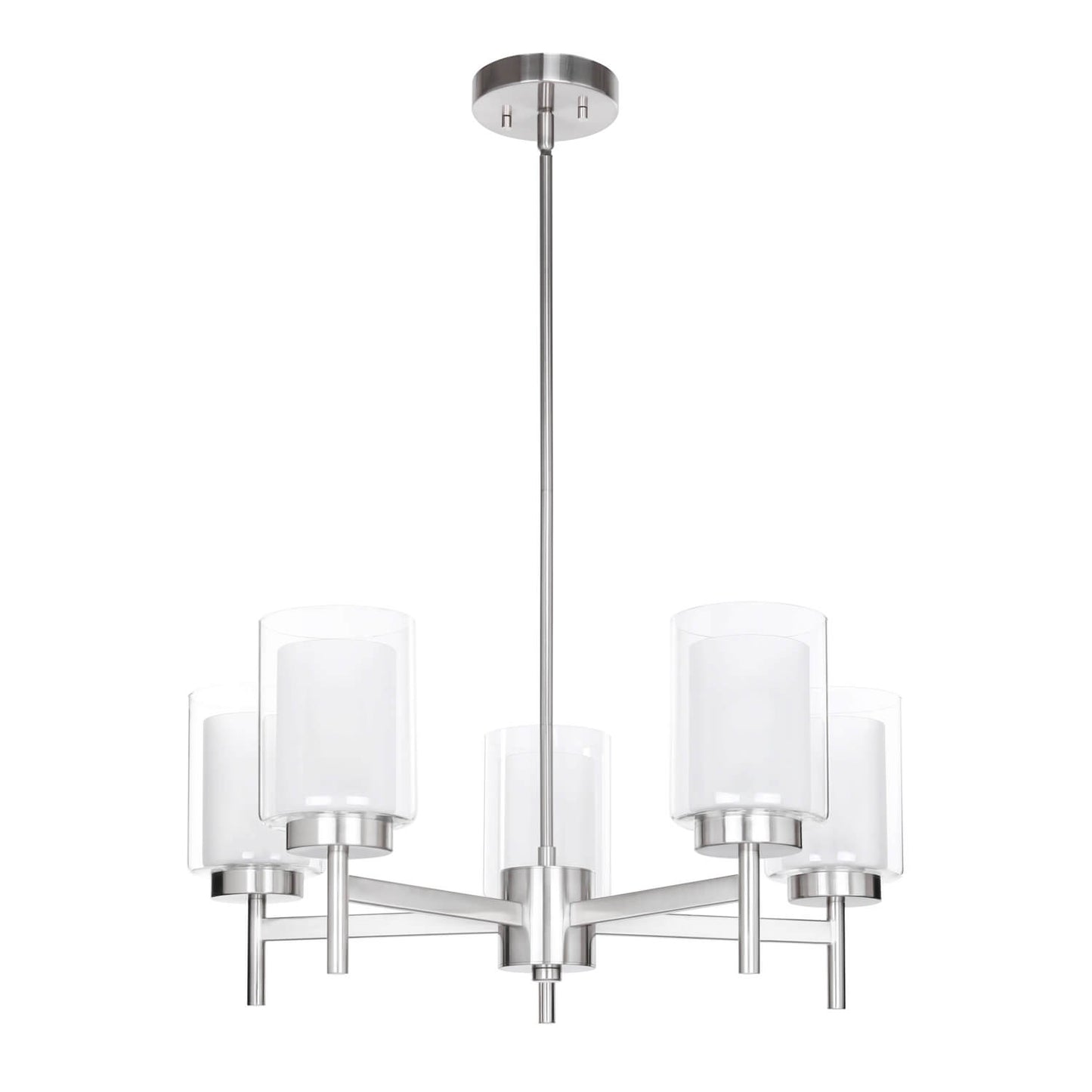 Modern 5 Light Glass Pendant Chandelier - Brushed Nickel XB-C1276-5-BN