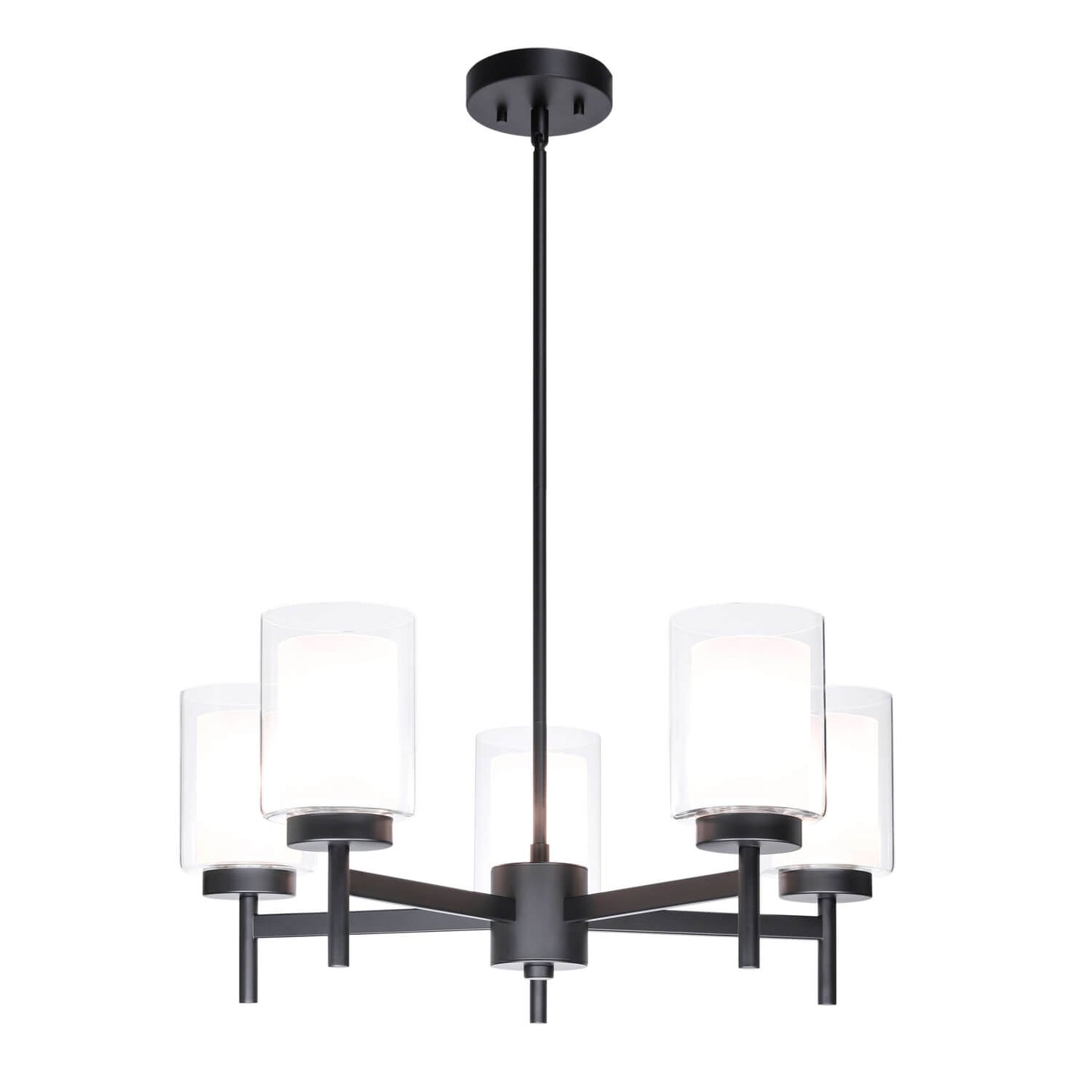 5-Light Black Adjustable Chandelier with Glass for Dining Room XB-C1276-5-MB