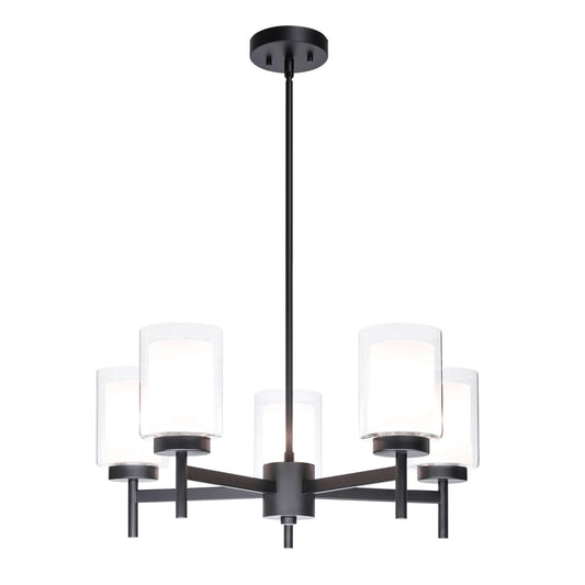 5-Light Black Adjustable Chandelier with Glass for Dining Room XB-C1276-5-MB