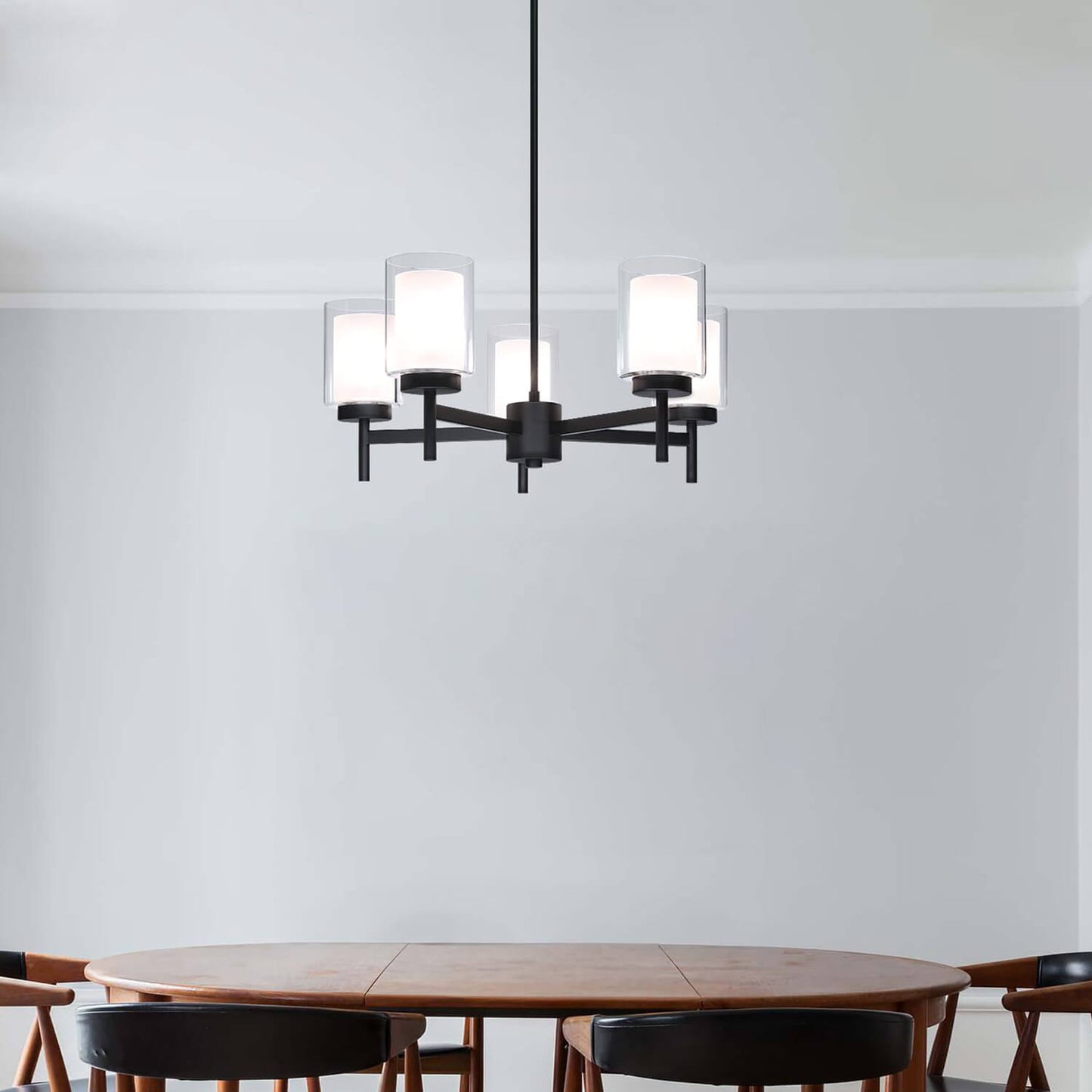 5-Light Black Adjustable Chandelier with Glass for Dining Room XB-C1276-5-MB