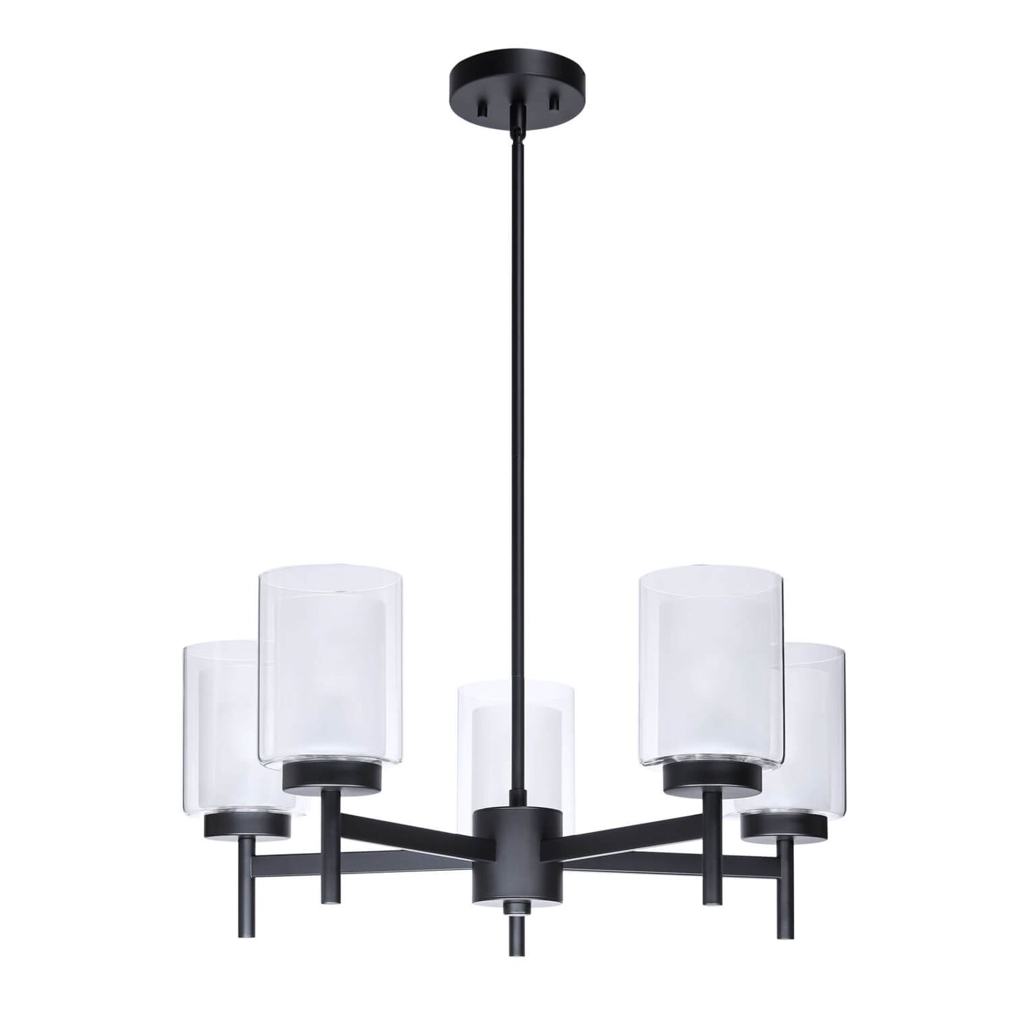 5-Light Black Adjustable Chandelier with Glass for Dining Room XB-C1276-5-MB