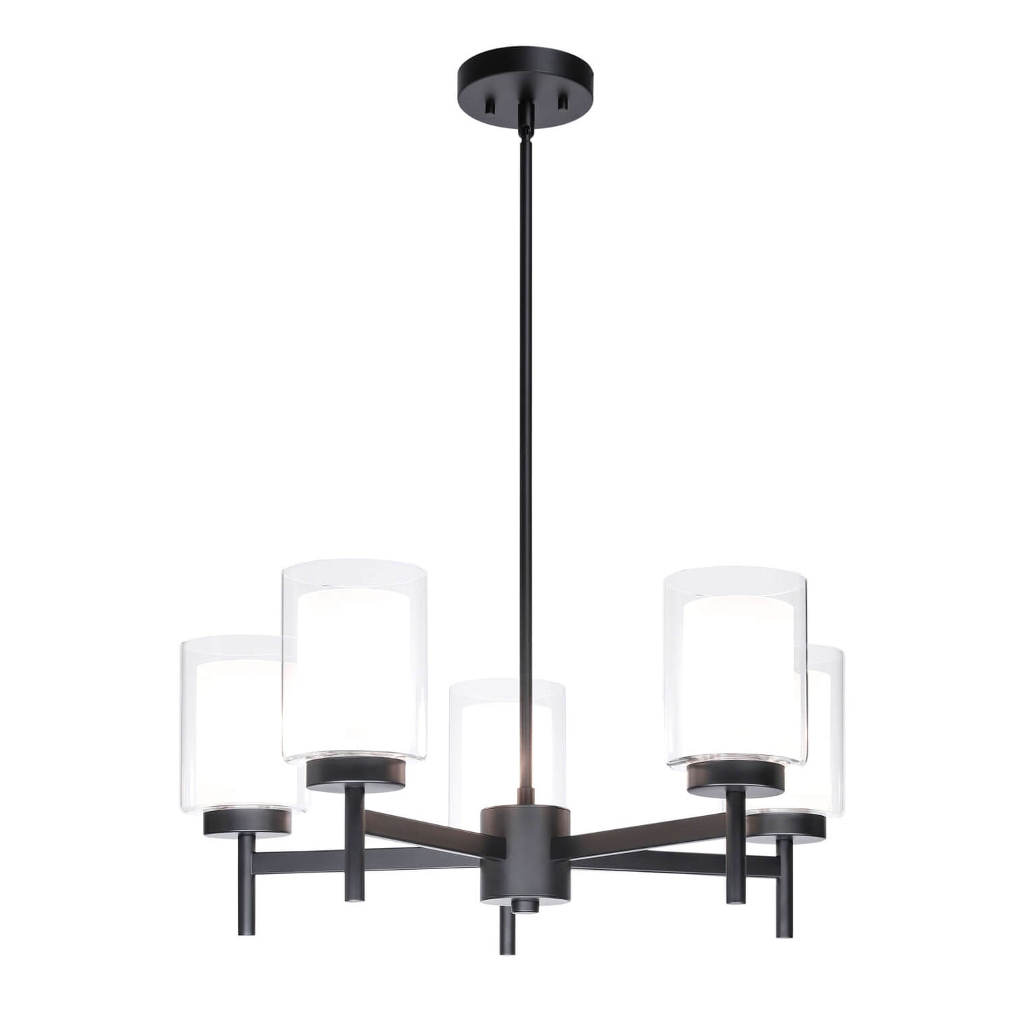 5-Light Black Adjustable Chandelier with Glass for Dining Room XB-C1276-5-MB