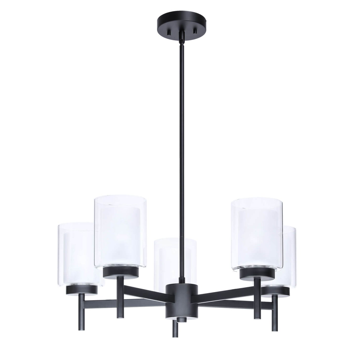 5-Light Black Adjustable Chandelier with Glass for Dining Room XB-C1276-5-MB