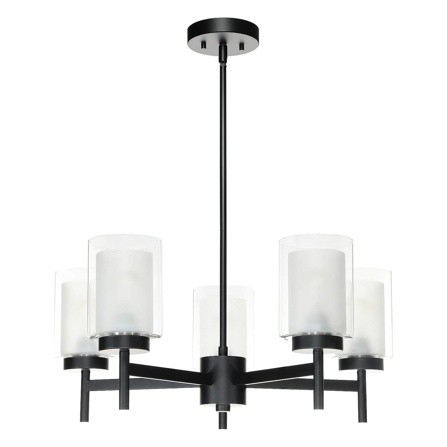 5-Light Black Adjustable Chandelier with Glass for Dining Room XB-C1276-5-MB