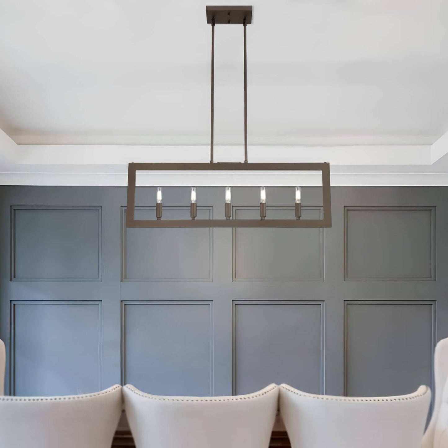 5-Light Modern Farmhouse Linear Chandelier in Dark Bronze XB-C1278-5-DB