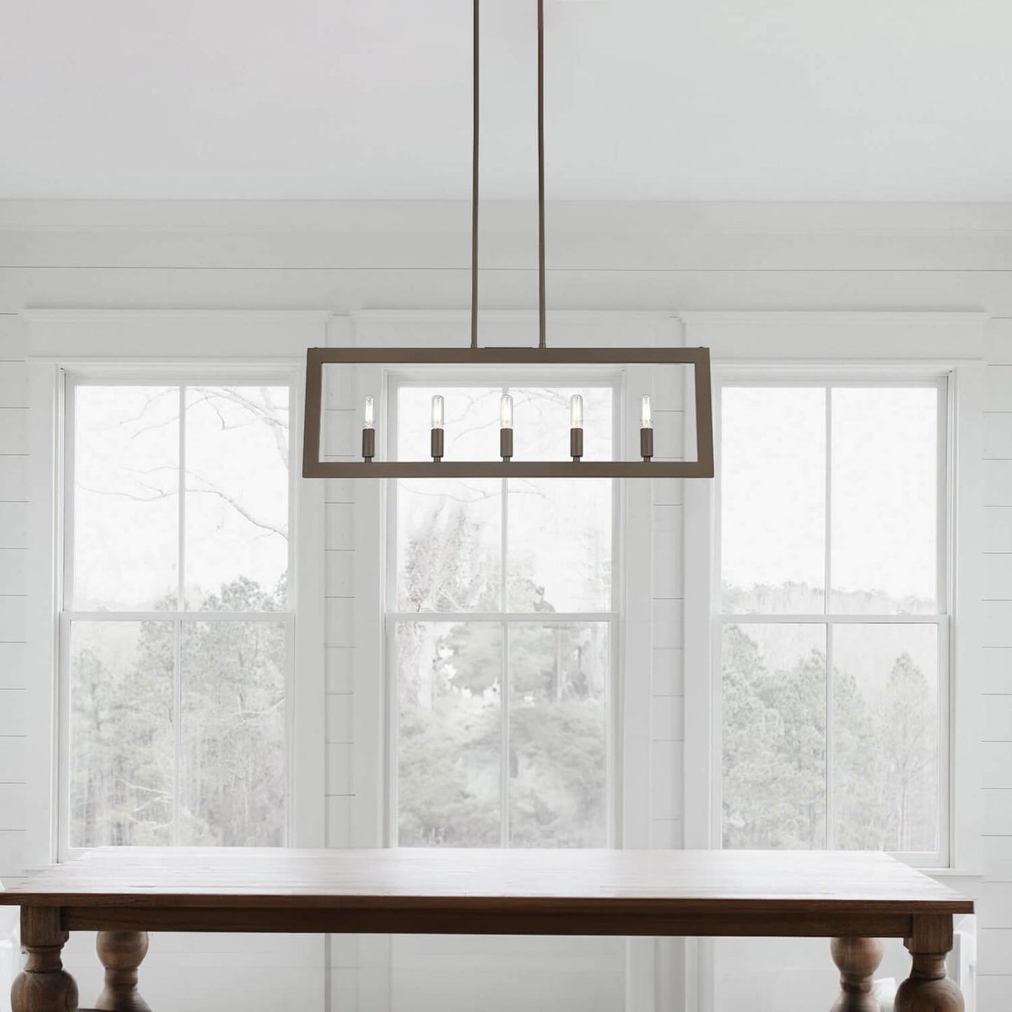 5-Light Modern Farmhouse Linear Chandelier in Dark Bronze XB-C1278-5-DB
